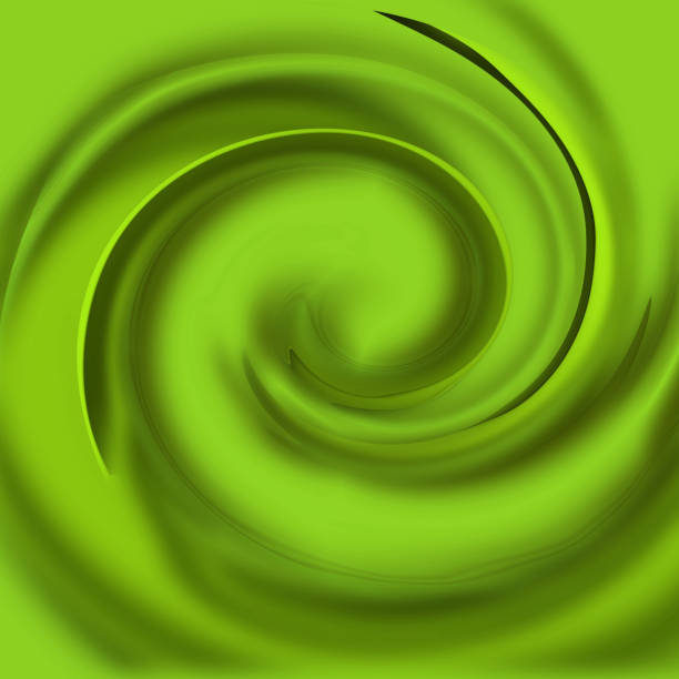 Abstract green spiral shiny background. Green gradient swirl pattern.