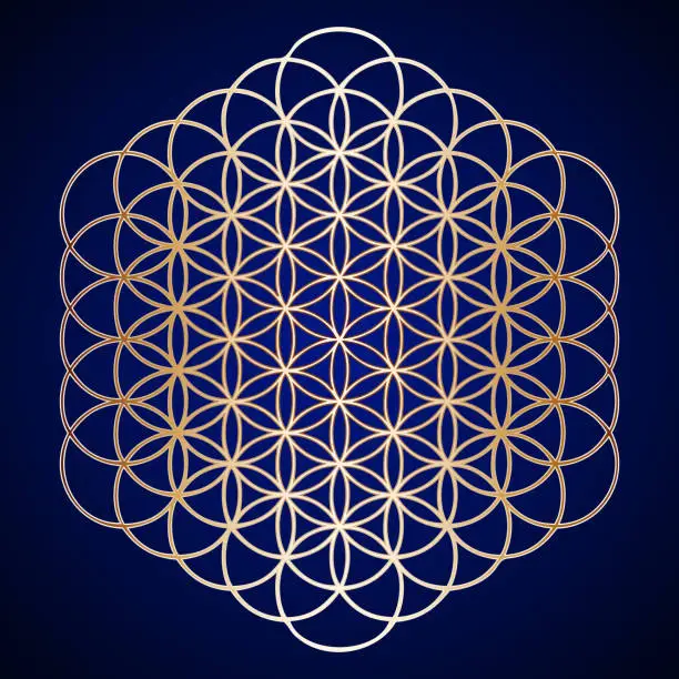 Vector illustration of Golden Flower of Life