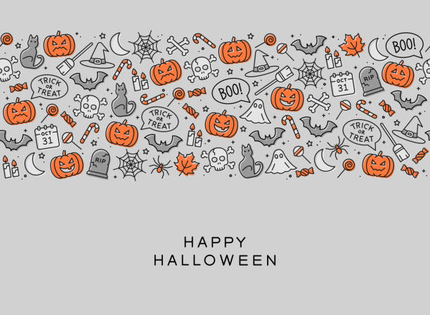 ilustrações de stock, clip art, desenhos animados e ícones de halloween seamless pattern. - animal skull skull halloween backgrounds