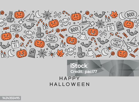 istock Halloween seamless pattern. 1424355495