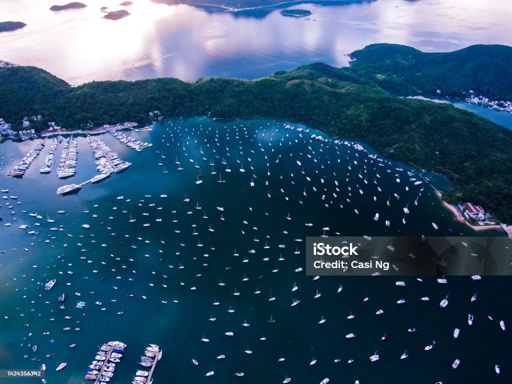 Aerial Landscape Photography Shot at Hebe Haven, Sai Kung, Hong Kong 2021. 05. 28 Aerial View Stock Photo