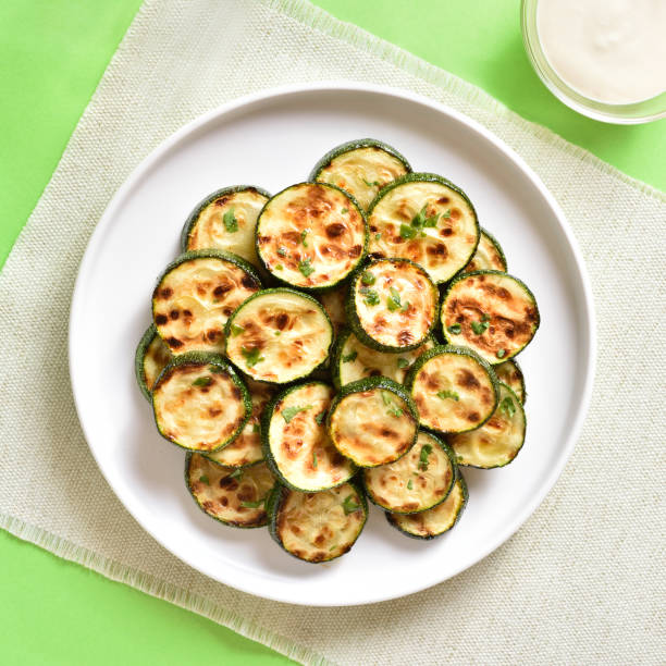 istock Roasted zucchini on plate 1424358244