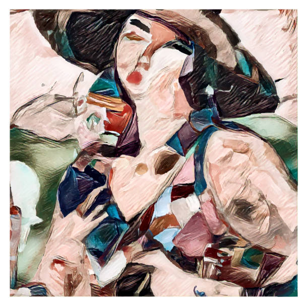 istock Original digital painting of a woman with hat 1424367696
