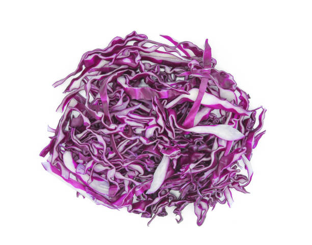 Chopped red cabbage isolated on white Chopped red cabbage isolated on white background. Top view red cabbage stock pictures, royalty-free photos & images