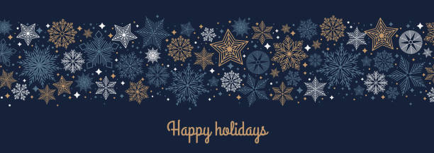 ilustrações de stock, clip art, desenhos animados e ícones de merry christmas abstract card with snowflake. xmas sale, holiday web banner. - abstract backdrop backgrounds christmas