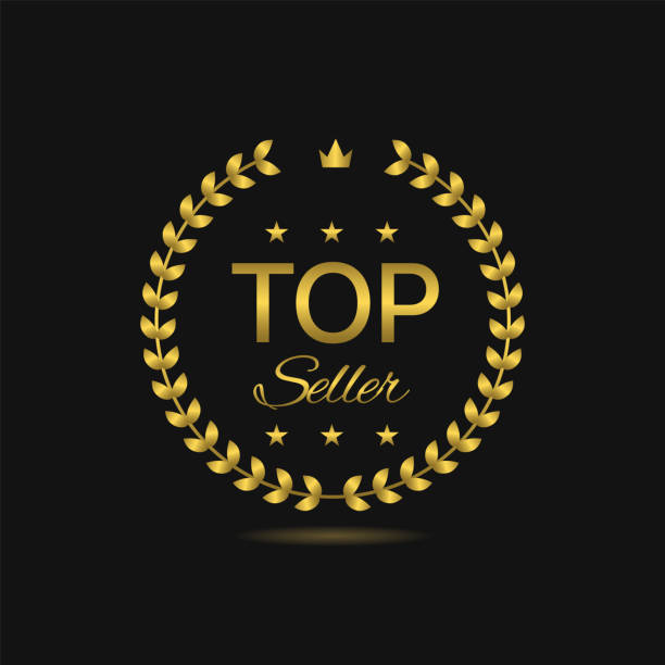 istock Top seller golden laurel wreath label 1424377753