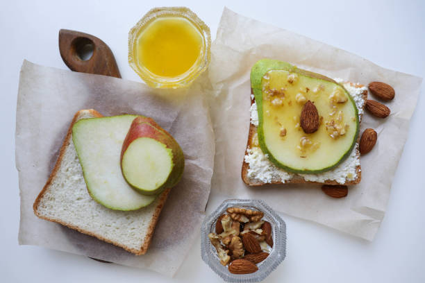 istock sandwich with cottage cheese, pear, honey and nuts 1424380464