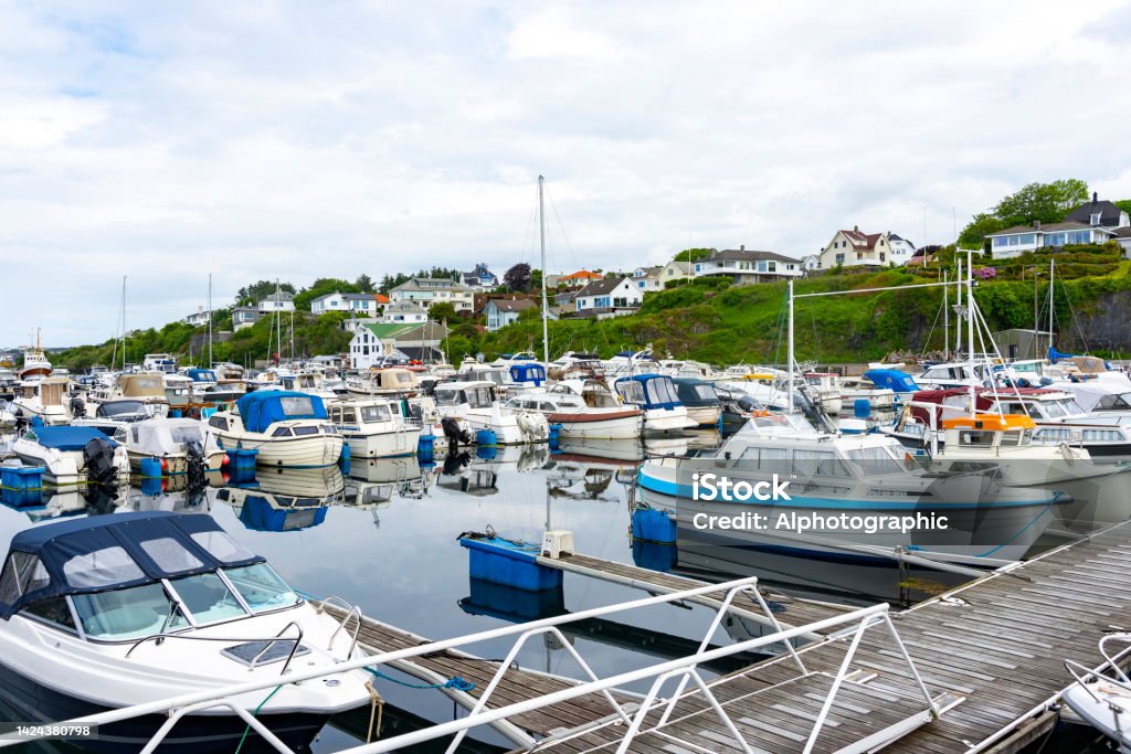 Haugesund Marina, Norway. Haugesund Marina, Norway.  There are a variety of leisure craft in the marina. 2022 Stock Photo