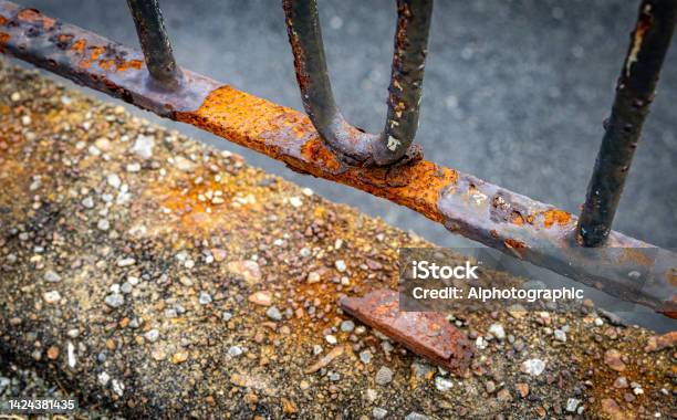 A Rusty Harbourside Railing In Haugesund Norway Stock Photo - Download Image Now - 2022, Abandoned, Antique
