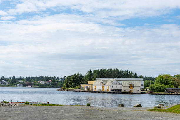 Haugesund Harbour and harbour side buildings, Norway.