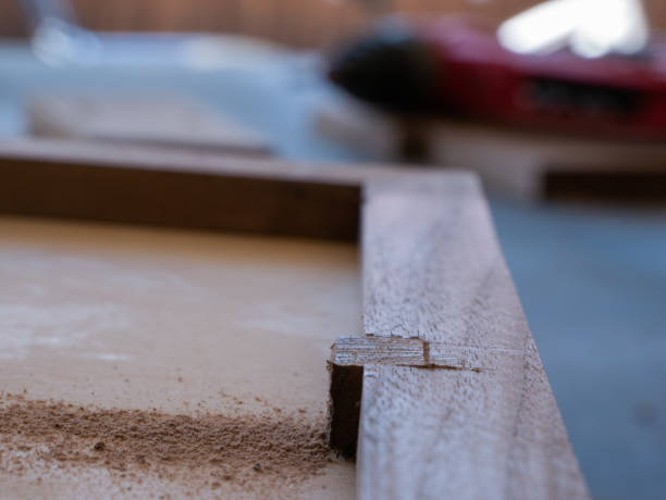 istock Sawdust left on the box after cutting off the extra wood 1424384570