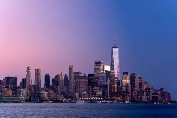 Dramatic View of Lower Manhattan at Dusk - NYC