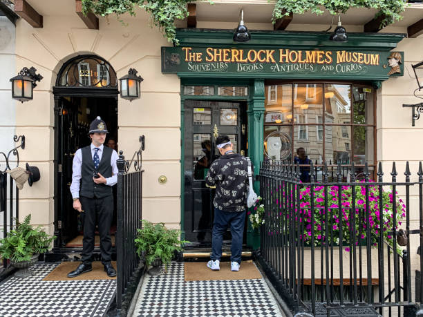 London, UK - April 13, 2019: Facade of Sherlock Holmes pub in London, a traditional English pub with Holmes-themed memorabilia, restaurant and roof garden.