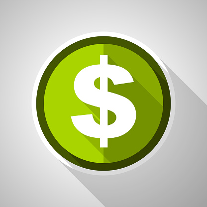 US dollar green vector icon, flat design business symbol