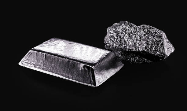 Rhodium is a chemical element of the platinum family, great resistance to acids and corrosive substances, used in jewelry, the most expensive metal in the world. stock photo