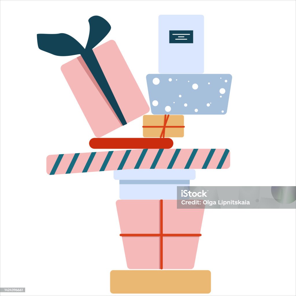 Stack Boxes Messy Messy Stack Of Gift Boxes With Presents Stock Illustration - Download ...