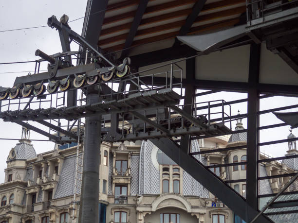 istock Lifting mechanism details. Cable car engine. Cable car mechanism. 1424402246