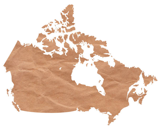 karte von kanada aus zerknittertem kraftpapier. handgefertigte karte mit recyceltem material. nordamerika - patriotic paper audio stock-fotos und bilder