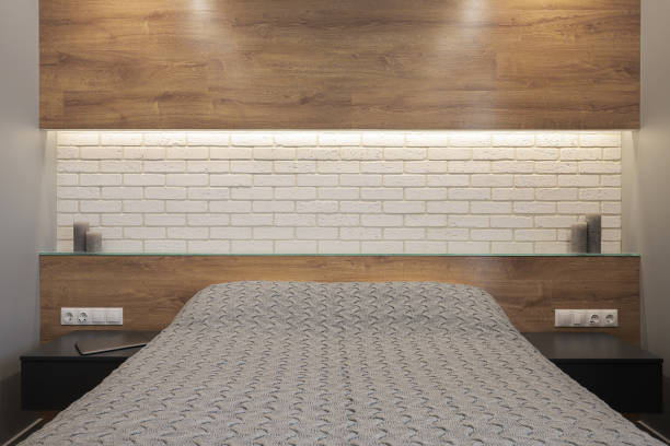 istock Double bed in the bedroom interior 1424411463