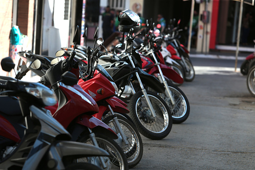 irece, bahia, brazil - september 13, 2022: Motorcycles are seen in a parking lot in the city of Irece
