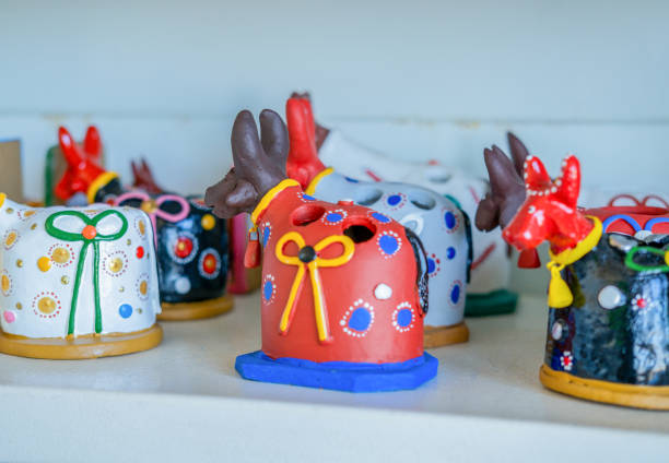 Recife, Pernambuco, Brazil:Beautiful and creative clay dolls for sale in Recife and Olinda street market.
