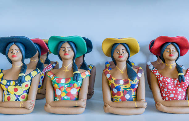 Recife, Pernambuco, Brazil:Beautiful and creative clay dolls for sale in Recife and Olinda street market.