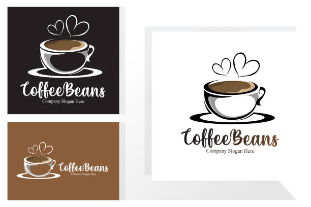 kaffeebohnengetränke-design in brauner farbvektorillustration - cafe breakfast scented coffee break stock-grafiken, -clipart, -cartoons und -symbole