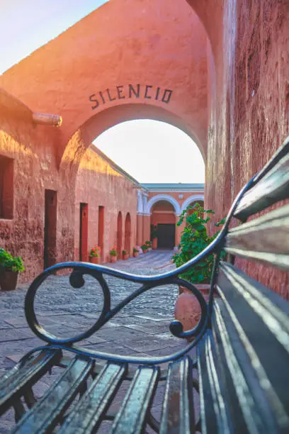 Photo of Interior streets of the Monastery of Santa Catalina de Siena, UNESCO World Heritage Site, Arequipa, Peru.