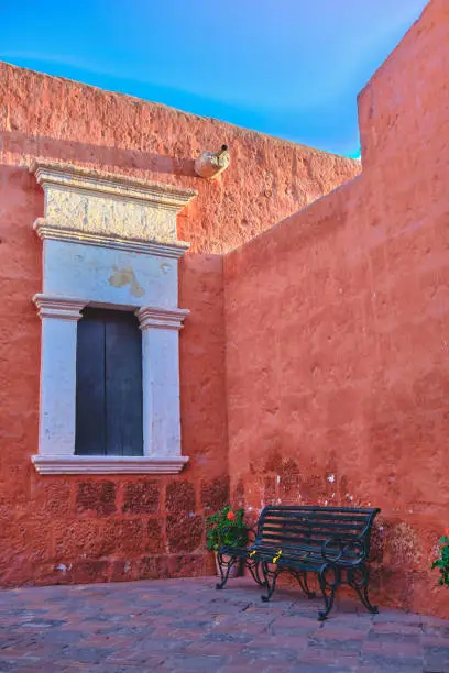 Photo of Interior streets of the Monastery of Santa Catalina de Siena, UNESCO World Heritage Site, Arequipa, Peru.