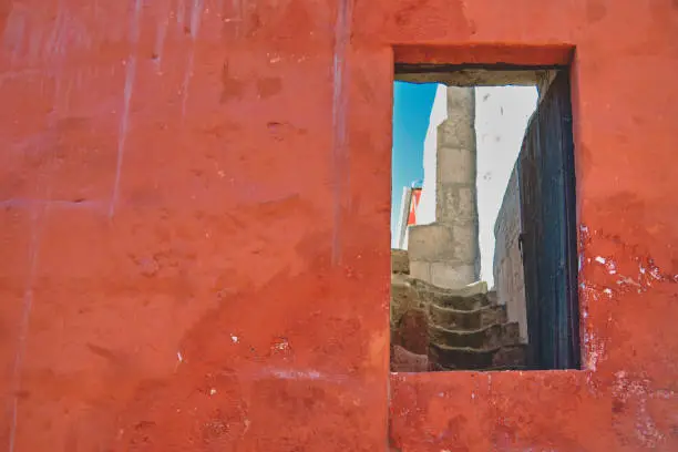 Photo of Interior streets of the Monastery of Santa Catalina de Siena, UNESCO World Heritage Site, Arequipa, Peru.