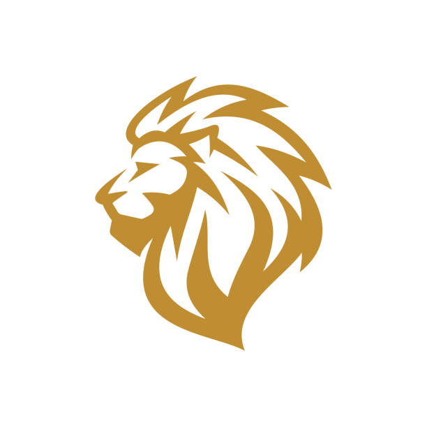 ilustraciones, imágenes clip art, dibujos animados e iconos de stock de diseño del logotipo de la mascota cabeza de león. ilustración vectorial de arte de la línea del león - leo