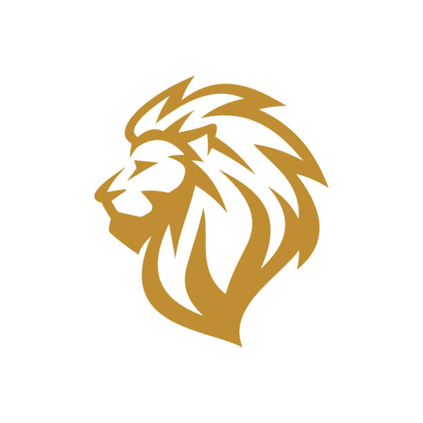 Lion head mascot logo design. Lion line art vector illustration Lion head mascot logo design. Lion line art vector illustration lion animal head mascot animal stock illustrations