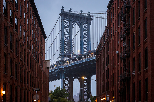 The Manhattan Bridge shot from Washington Street. DUMBO, Brooklyn. NYC. USA on September 11th