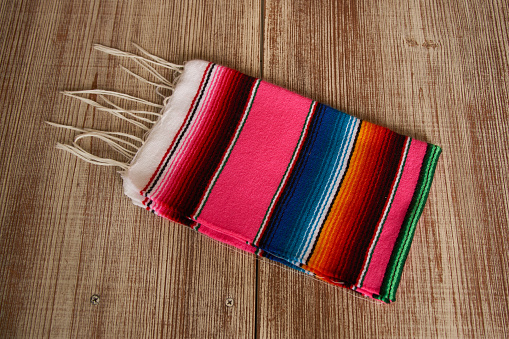 multicolored traditional Mexican sarape blanket