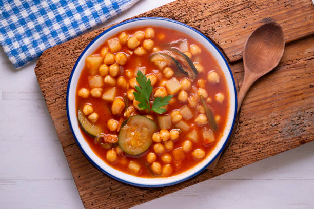istock Chickpea stew with vegetables. Typical Spanish vegan recipe. 1424496460