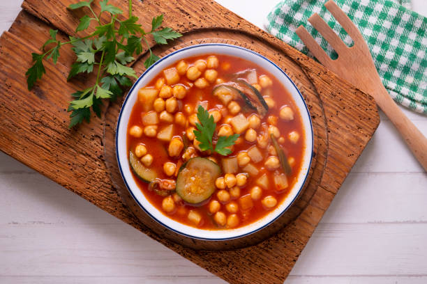 istock Chickpea stew with vegetables. Typical Spanish vegan recipe. 1424496514