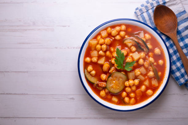 istock Chickpea stew with vegetables. Typical Spanish vegan recipe. 1424496516