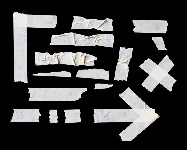 istock set of cream paper tape in abstract form for design element on isolated black background 1424500708