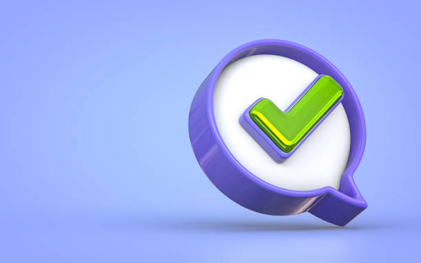 istock checkmark on blue background realistic metallic look 1424509632