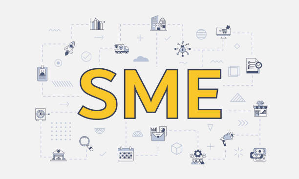 istock sme small medium enterprise concept with icon set with big word or text on center 1424514229