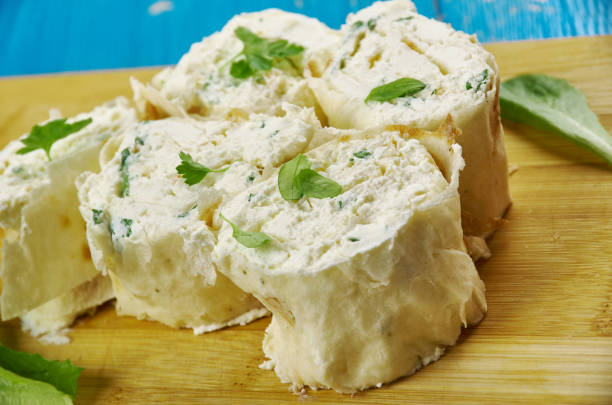 istock Lavash with feta cheese and greens 1424517441