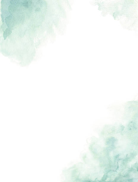 istock Watercolor template. Hand-drawn green watercolor splashes on a white background. Perfect for save the date, wedding invitations, postcards, banners, symbol. 1424522210