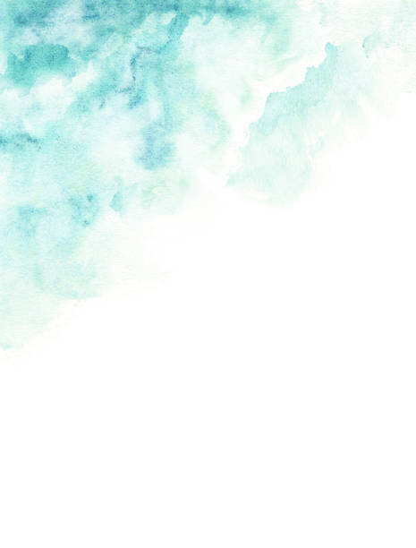 istock Watercolor template. Hand-drawn blue watercolor splashes on a white background. Perfect for save the date, wedding invitations, postcards, banners, symbol. 1424522215