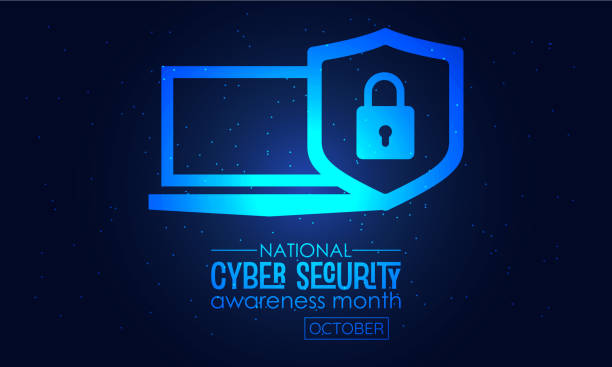 Vector illustration design concept of national cyber security awareness month observed on every october Vector illustration design concept of national cyber security awareness month observed on every october cyber security awareness stock illustrations