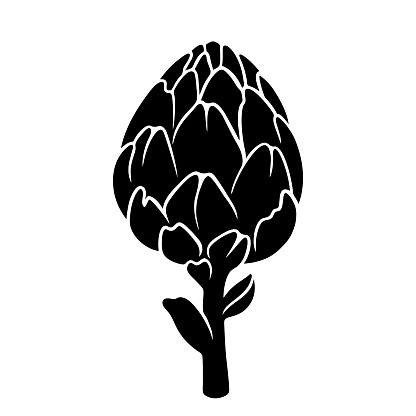 Vector Black And White Illustration Of An Artichoke Silhouette Stock ...