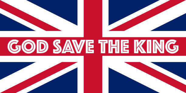 God save The King - Typography on British Flag vector art illustration