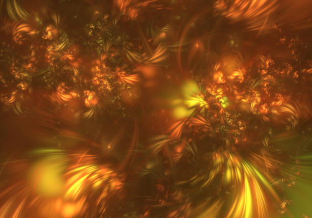 Abstract fractal art background which perhaps suggestsfire, or foliage in golden light. Autumn, fall.