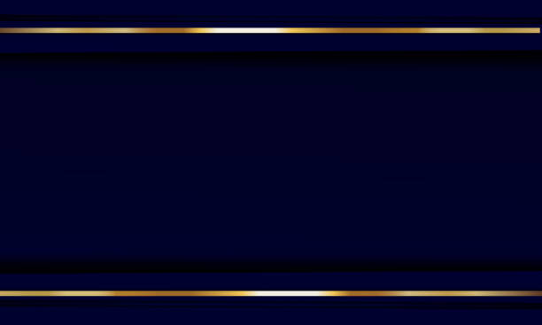 istock Luxury dark blue background with shiny gold line decoration 1424539033