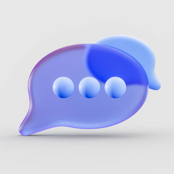 istock chat message icon on speech glass morphism bubble realistic symbol on 1424539451