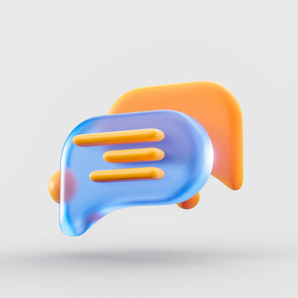 istock chat message icon on speech glass morphism bubble realistic symbol on 1424539456